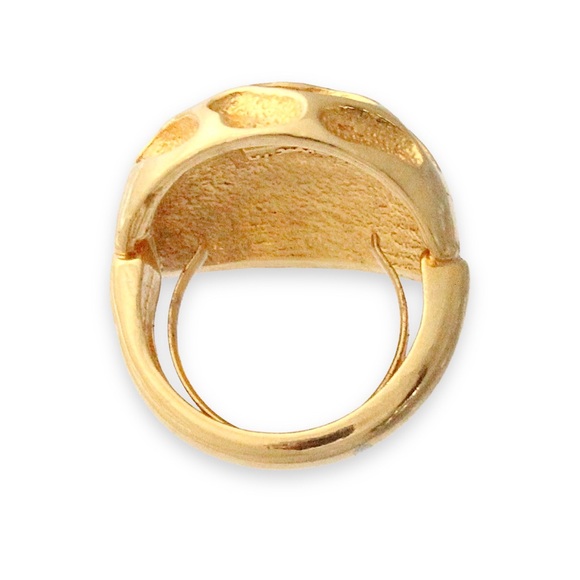 Vintage Roget Gold Plated Dome Ring Size 7.5 Brutalist Style Statement 1970s - Picture 4 of 5